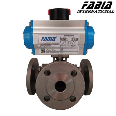Pneumatic three-way flange  Ball Valve For Chemical, Petroleum, Electric Power
